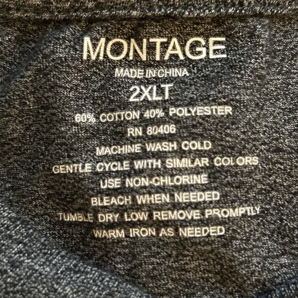 Montage Men's Gray‎ Short Sleeve V-Neck T-Shirt Size 2XLT - Picture 3 of 3